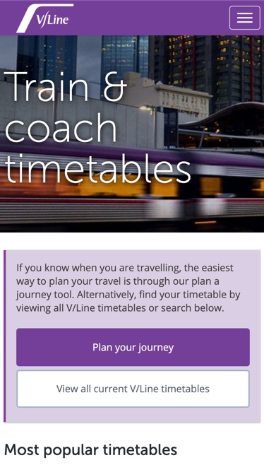 V/Line Smart Phone Web Design